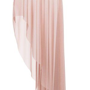 Elevé Dusty Rose Pink Asymmetrical Long Mesh Skirt - Adult Small